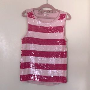 Girls Pink💖Sequin embellished knit sleeveless top! Lots of stretch! Size M 10/12